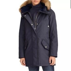 $298 J. CREW Perfect Winter Parka, Coat Primaloft, Black, Small Petite, SP, EUC